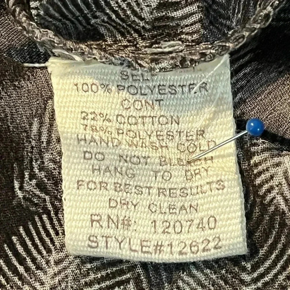 Mystree size L NWT pull-over sheer blouse with 3/4 sleeves w/elastic at cuff - Picture 7 of 10